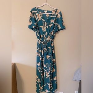Ava & Viv Teal Floral Dress in a 1X